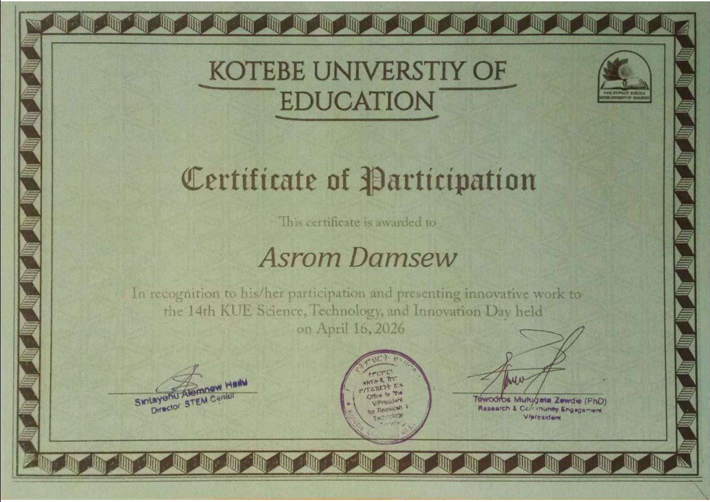 Kotebe Participation Certificate